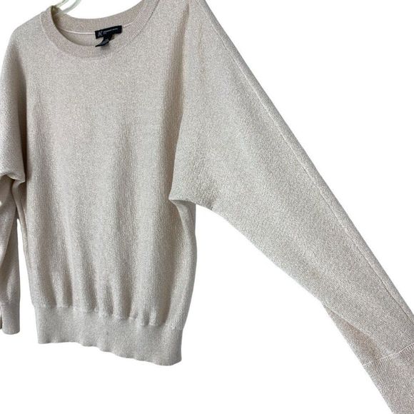 Womens INC Metallic Blush Size S Small Petite Top Sweater Dolman Crew Pullover - Picture 6 of 7